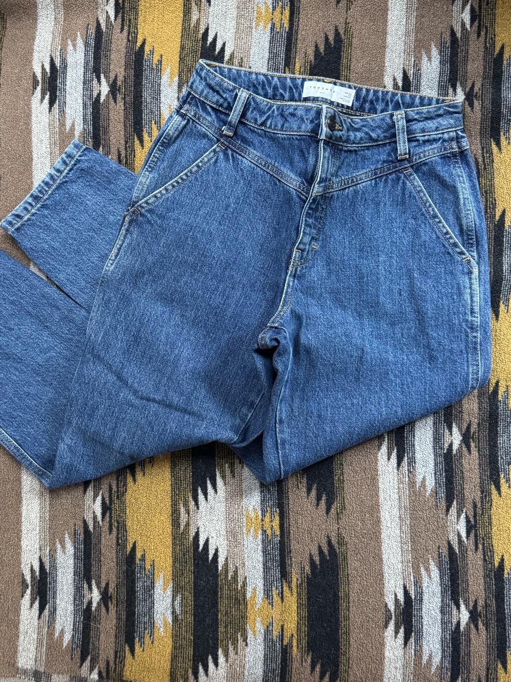 Topshop High-Rise Classic Blue Mom Jeans size 28 x 30